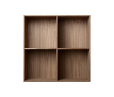 001 Bookcase Full Vertical middle side Dimensions H70 W70 D21 / 30 / 34.5 Walnut