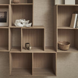 008 Reol Halv Vandret m. hel hylde Mål H35 B70 D21 / 30 / 34,5 Eg