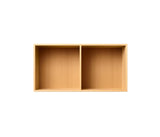 007 Bookcase Half Horizontal with middle side Dimensions H35 W70 D21 / 30 / 34.5 Beech