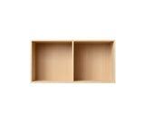 007 Bookcase Half Horizontal with middle side Dimensions H35 W70 D21 / 30 / 34.5 Beech