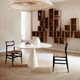 068 Bord Cloud Spisebord Ø140 Soft White Mål H74 B140 D140 Bordplade: Træ & Silke Laminat; Stel: Pulverlakeret stål