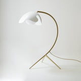 085 Table Lamp PS38 Shade: Orchid White. Frame: Brass with clear lacquer