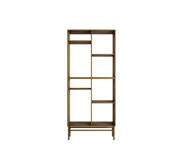 107 Reol Model Room Divider 1x2H Mål H160 B70 D34,5 Valnød